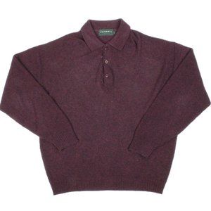 Vintage Tundra Canada Quarter Button Sweater Pullover Wool Collared Maroon Large